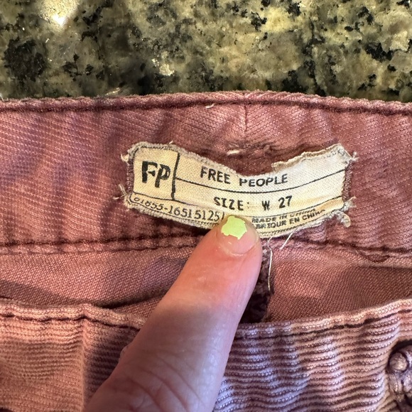 Free People Pink Low RiseCorduroy Pants 27 Boho - Picture 4 of 5